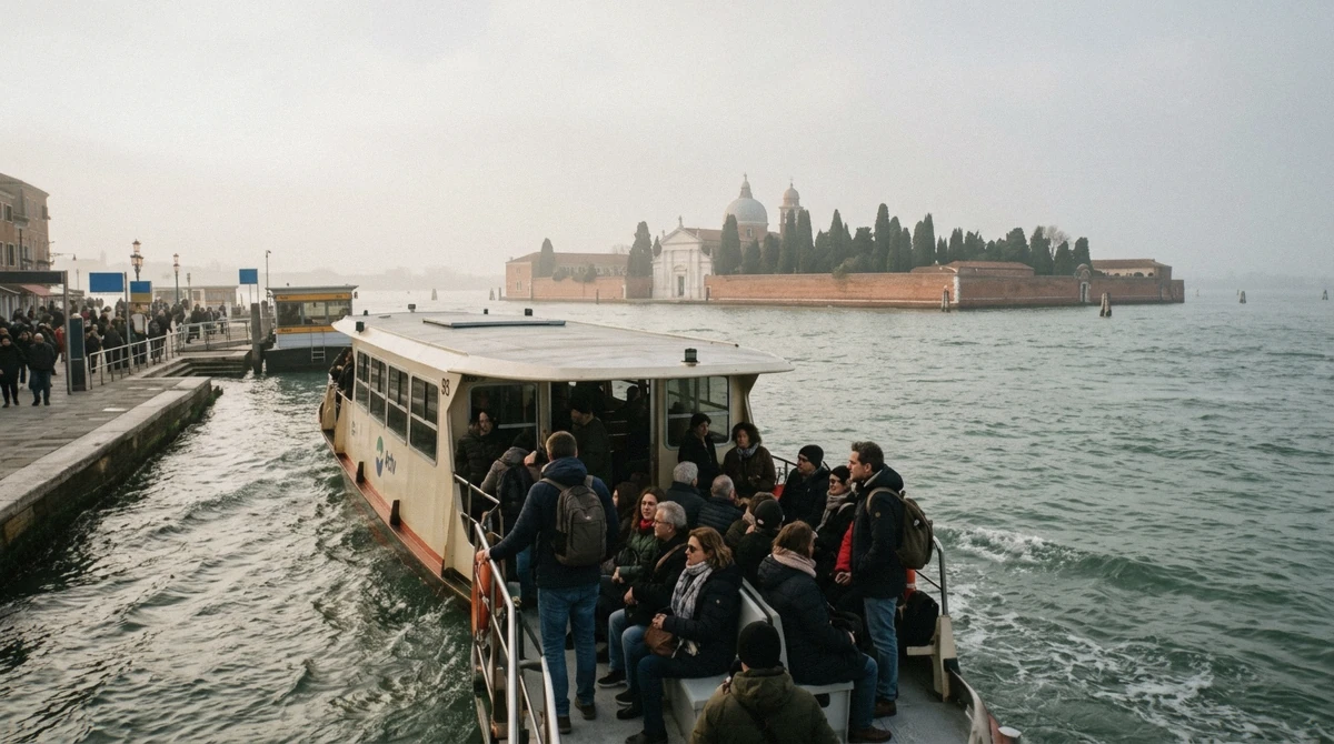 An ACTV vaporetto leaving the Fondamente Nove pier for Murano and Burano, the start of the DIY route